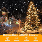 Extra Long Christmas Tree Lights 197FT 600 LED Connectable 8 Modes with Timer Decorative String Lights for Xmas Tree Patio Party Warm White