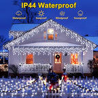 164FT 1600 LED Christmas Lights Outdoor Decorations with 320 Drops Timer 8Mode Curtain String Lights Waterproof Plug in Fairy Lights for Indoor,Xmas,Party,Patio,Window,Fence,Trees Decor(Cold White)