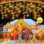 50FT 480 LED Christmas Lights Outdoor Decorations with 90 Drops Timer 8Mode Curtain String Lights Waterproof Plug in Fairy Lights for Indoor,Xmas,Party,Patio,Window,Fence,Trees Decor(Warm White)