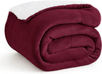Bedsure GentleSoft Sherpa Fleece Throw Blanket Twin Size for Couch - Thick and Warm Throw for Women, Soft Fuzzy Plush Twin Christmas Blanket for Winter, Burgundy, 60x80 Inches