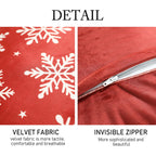 ISAENNE Design Square Classic Chrismas Style Throw Pillow Covers 18"x18", Red Soft Velvet Cushion Cover with Snowflakes Pattern Decor Pillowcases for Bed,Living Room,Outdoor,Car