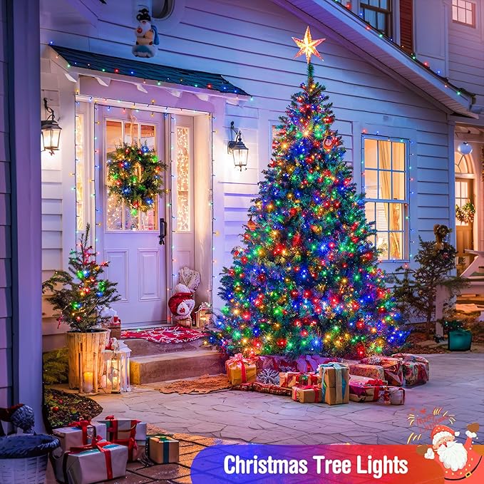 JMEXSUSS 400 LED Christmas Lights Outdoor Decorations, 132ft Multicolor Christmas Tree Lights with Remote, Indoor String Lights Plug in for House Christmas Bush Decor