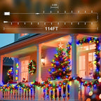 114 FT 350 LED String Lights Outdoor Indoor, Christams String Lights Waterproof 8 Modes & Timer, Fairy Lights Plug in for Bedroom, Weeding, Patio, Party, Holiday,Christmas Decor（Multicolor）