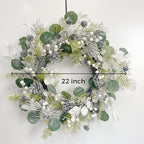 Christmas Wreaths for Front Door 22 Inch Artificial Christmas Wreath White Winter Wreath with Berries Pine Cones Pine Needles for Xmas Indoor Outdoor Decor