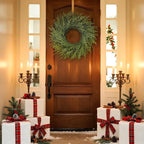 26" Norfolk Pine Wreath for Front Door, Artificial Christmas Wreaths Faux Green Fake Pine Needles Wreath for Front Door Wall Windows Indoor Outdoor Christmas Decor