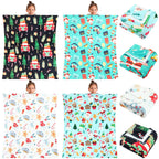 Buryeah 4 Pcs 40 x 50 Inch Christmas Throw Blanket Warm Soft Santa Claus Christmas Tree Gingerbread Plush Blanket Flannel Fleece Throw for Xmas Couch Chair Bedroom Picnic Home Decoration