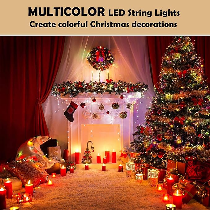 Bright Christmas Lights Outdoor 300 LED String Lights, 100ft Connectable 8 Modes Christmas String Lights Tree Lights for Home, Party, Holiday, Halloween Indoor Xmas Decorations Multicolor