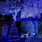 LAMPHOME 33ft Christmas Decorative Mini Lights, 100 LED Transparent Wire Fairy Starry String Lights Plug in, 16 Lighting Modes for Outdoor Xmas Tree Wedding Party Decoration (White+Blue)