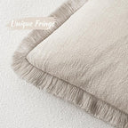 MIULEE Christmas Decorative Throw Pillow Covers Neutral Linen Fringe Throw Pillows Euro Shams Set of 2 Natural Beige Boho Farmhouse Cushion Covers for Couch Sofa Bed Living Room Home Decor 24x24 Inch