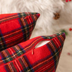 AQOTHES Christmas Plaid Throw Pillow Covers Set of 2 Scottish Tartan Winter Farmhouse Cushion Cover for Couch Sofa Bed Porch Home Holiday Decor Red 20 x 20 Inch