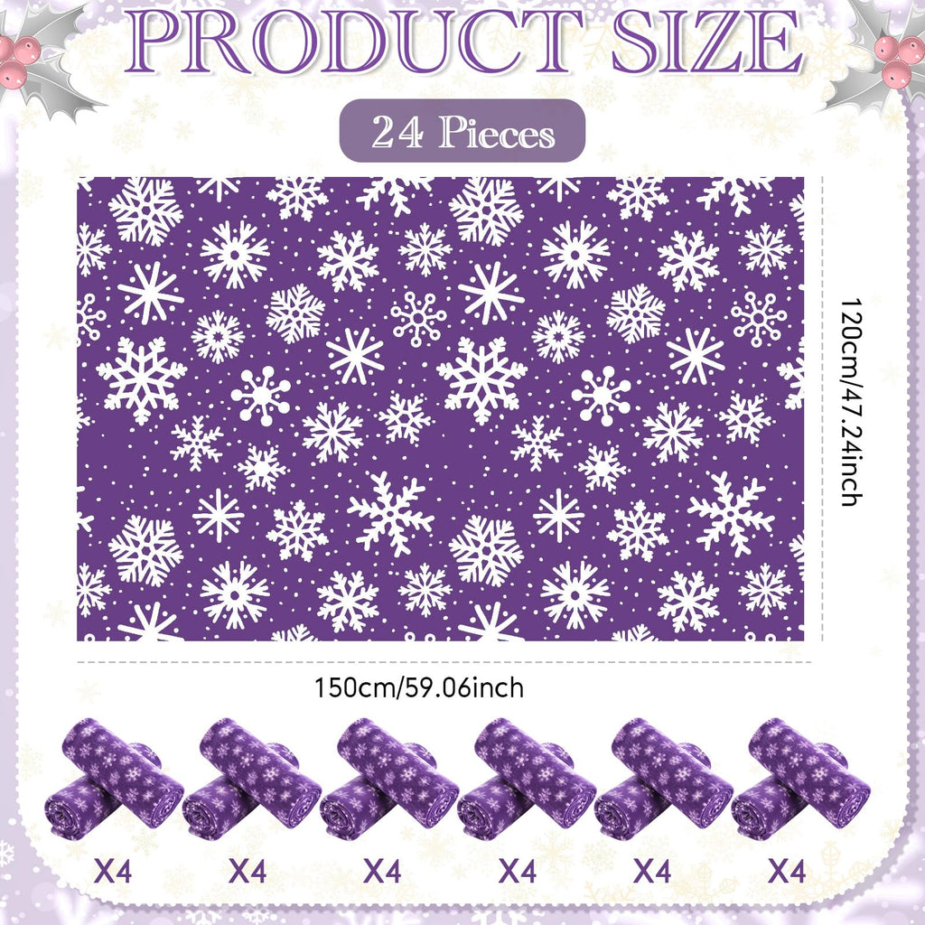 Moukeren 24 Pcs Christmas Snowflake Throw Blanket Bulk, 59 x 47 Inch Xmas Winter Throw Blanket Christmas Warm Soft Cozy Fleece for Home Bedding Couch Chair Gift (Purple)