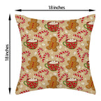 DAFENA Christmas Pillow Covers 18x18 Inch 2 Pcs Gingerbread Man Candy Cane Snowflake Decor Throw Pillows Winter Xmas Holiday Farmhouse Decoration Pillowcase Linen Cushion Cover for Couch Sofa