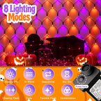 LitHome 21FT x 5FT Halloween Net Lights, 360 LED Purple Orange Bush Lights with 8 Modes, Connectable Waterproof Net Mesh Light Dark Green Wire for Bushes Shrubs Trees Outdoor Holiday Decor