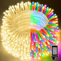 LAMPHOME 33ft Christmas Decorative Mini Lights, 100 LED Transparent Wire Fairy Starry String Lights Plug in, 12 Lighting Modes, for Indoor Outdoor Xmas Tree Wedding Party Decoration (Warm+Multicolor)
