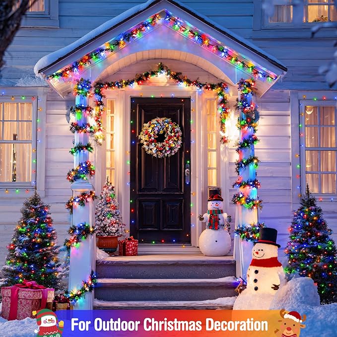 JMEXSUSS 400 LED Christmas Lights Outdoor Decorations, 132ft Multicolor Christmas Tree Lights with Remote, Indoor String Lights Plug in for House Christmas Bush Decor
