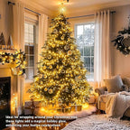 JMEXSUSS 150 LED Christmas Lights Indoor Plug in, Connectable Warm White Christmas Lights for Bedroom, 59ft 8 Modes Twinkle Fairy Light Outdoor for Room Classroom Party Christmas Tree Decor