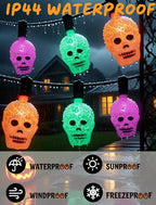 10.5ft Halloween Skull Lights Plug In, UL Certified Connectable String Lights for Outdoor Indoor Halloween Decor, Waterproof Spooky Decorations with Spare Bulb & Clips for Yard, Party, Porch