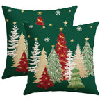Artscope Christmas Tree Throw Pillow Covers 18x18 Inch Set of 2, Winter Hoilday Christmas Decoration Pillow Cases for Home Decor-Green