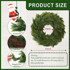 Joyhalo 26" Realistic Christmas Cedar Wreaths for Front Door, Real Touch Norfolk Pine Wreath Artificial Everygreen Wreath for Walls, Porches, Farmhouse Outdoor Christmas Decor