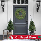24 Inch Real Touch Lush Christmas Wreaths for Front Door with White Berries/Pine Cone Outdoor Christmas Decorations Winter Wreath Cypress Wreath for Windows Indoor Outside Xmas Home Decor Holiday