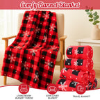 HunnmingRe 12 Set Christmas Fleece Throw Blanket Bulk Xmas Gift Set Include Merry Christmas Ribbon and Gift Card 50 x 60 Inch Holiday Blanket for Couch Sofa Winter Travel Decoration