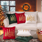 GEEORY Christmas Pillow Covers 18x18 Inch Set of 2, Xmas Decorations Tree Luxurious Velvet Embroidered Throw Pillows Farmhouse Winter Holiday Decor Cushion Case for Sofa & Bed White GX007-18