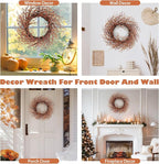 24 Inch Fall Wreath for Front Door with Large Grapevine, Orange Pip Berry Wreath for Fall Door Decor, Autumn Wreaths for Farmhouse Wall Window Home and Halloween Christmas Thanksgiving Decoration