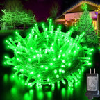 Green String Lights Outdoor Decoration, 66 ft 200 LED Green Christmas Lights, Indoor Outdoor Connectable 8 Modes Clear Wire Twinkle Fairy Light for Xmas Tree Party Christmas Decor