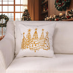 GEEORY Christmas Pillow Covers 18x18 Inch Set of 2, Xmas Decorations Tree Luxurious Velvet Embroidered Throw Pillows Farmhouse Winter Holiday Decor Cushion Case for Sofa & Bed White GX007-18