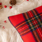 AQOTHES Christmas Plaid Throw Pillow Covers Set of 2 Scottish Tartan Winter Farmhouse Cushion Cover for Couch Sofa Bed Porch Home Holiday Decor Red 18 x 18 Inch