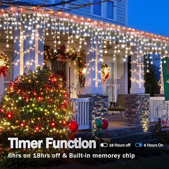 52FT Christmas Lights Outdoor Decorations 480LED Fairy String Light 12 Lighting Modes with Timer Memory Waterproof Christmas Light for Yard Roof Party Holiday Wedding Garden Decor