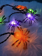 8.5Ft Halloween Spider String Lights Outdoor, Spider Hanging Light with 10 LED Spiders, Halloween Theme Fairy Lights for House Decoration Yard Patio Window Porch Indoor Party Decor