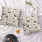 KiuLoam Cute Halloween Pillow Covers 18x18 Set of 2, Black Ghost Bats Spider Webs Print Decorative Throw Pillow Cases, Rustic Farmhouse Style Outdoor Cushion Covers for Sofa Couch Living Room Bed