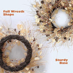 Fall Wreath for Front Door 24 Inch Fall Door Wreaths, Large Autumn Wreath with Berry Pinecones and Raffia, Grapevine Decor for Door Wall Window Home and Halloween Christmas Thanksgiving Decoration