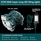 Bright Christmas Lights Outdoor 800 LED Christmas String Lights, 272ft 8 Modes Timer Fairy Twinkle Tree Lights for Home, Party, Holiday, Indoor Xmas Decorations Cool White