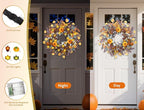 Fall Wreaths for Front Door, 20" Fall Wreath with Lights, Artificial Autumn Door Wreaths-Pumpkin, Berry Branch, Mixed Leaves Decor for Home Outside Indoor Wall Harvest Festival Thanksgiving Decoration