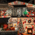 LAMPHOME 33ft Christmas Decorative Mini Lights, 100 LED Transparent Wire Fairy Starry String Lights Plug in, 16 Lighting Modes for Outdoor Xmas Tree Wedding Party Decoration (Red/Green/White)