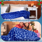 Moukeren 24 Pcs Christmas Snowflake Throw Blanket Bulk, 59 x 47 Inch Xmas Winter Throw Blanket Christmas Warm Soft Cozy Fleece for Home Bedding Couch Chair Gift (Dark Blue)