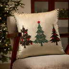 LOOPUINHOM Christmas Tree Pillow Covers 18x18 Inch Gold Embroidered Tree Throw Pillows for Holiday Decorations - Cushions for Couch, Sofa, Bed, Living Room, Bedroom