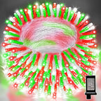 LAMPHOME 66ft Christmas Decorative Mini Lights, 200 LED Transparent Wire Fairy Starry String Lights Plug in, 16 Lighting Modes for Outdoor Xmas Tree Wedding Party Decoration (Red Green White)