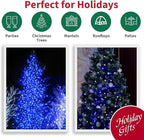 LAMPHOME 33ft Christmas Decorative Mini Lights, 100 LED Transparent Wire Fairy Starry String Lights Plug in, 16 Lighting Modes for Outdoor Xmas Tree Wedding Party Decoration (White+Blue)