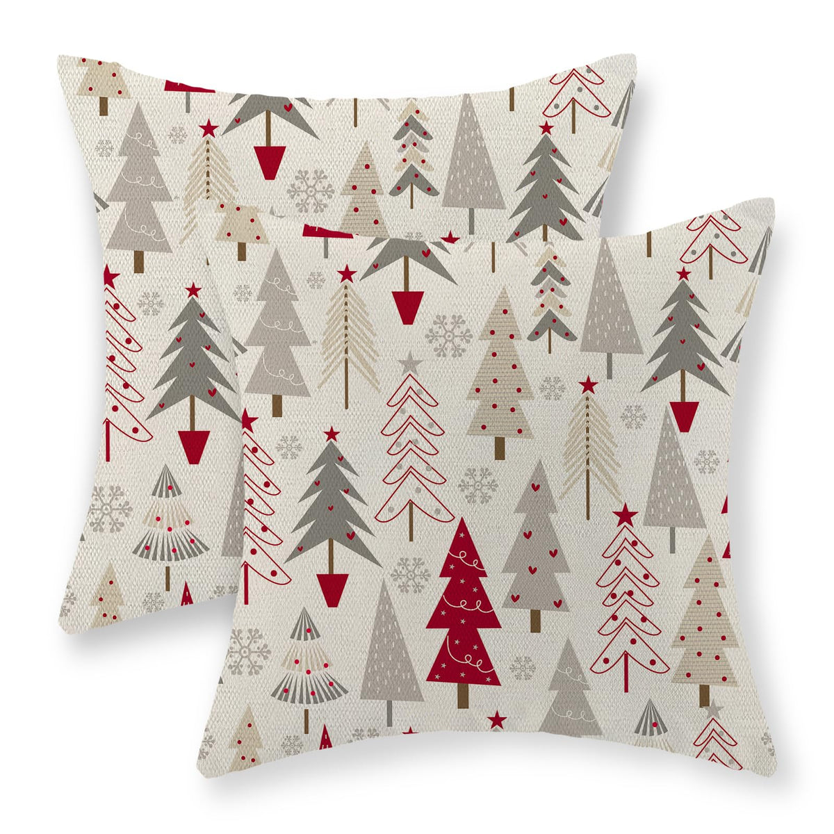 Christmas Pillow Covers 16x16 Set of 2 Christmas Decor Linen Pillowcase Geometric Colorful Christmas Tree Throw Pillows Winter Farmhouse Holiday Decorations Cushion Covers for Couch Home Sofa