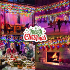 164FT 1600 LED Christmas Lights Outdoor Decorations with 320 Drops Timer 8Mode Curtain String Lights Waterproof Plug in Fairy Lights for Indoor,Xmas,Party,Patio,Window,Fence,Trees Decor(Multicolor)
