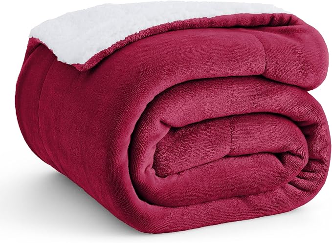 Bedsure GentleSoft Sherpa Fleece Throw Blanket Twin Size for Couch - Thick and Warm Throw for Women, Soft Fuzzy Plush Twin Christmas Blanket for Winter, Red, 60x80 Inches