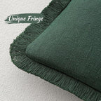 MIULEE Christmas Decorative Throw Pillow Covers Neutral Linen Fringe Throw Pillows Set of 2 Army Green Boho Farmhouse Cushion Covers with Tassels for Couch Sofa Bed Living Room Home Decor 20x20 Inch