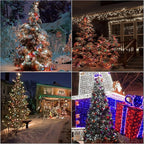 LAMPHOME 66ft Christmas Decorative Mini Lights, 200 LED Transparent Wire Fairy Starry String Lights Plug in, 12 Lighting Modes for Outdoor Xmas Tree Wedding Party Decoration (White and Multicolor)