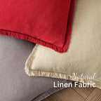 MIULEE Christmas Decorative Throw Pillow Covers Neutral Linen Fringe Throw Pillows Set of 2 Red Boho Farmhouse Cushion Covers with Tassels for Couch Sofa Bed Living Room Spring Home Decor 18x18 Inch
