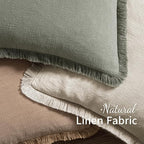 MIULEE Christmas Decorative Throw Pillow Covers Neutral Linen Fringe Throw Pillows Euro Shams Set of 2 Natural Beige Boho Farmhouse Cushion Covers for Couch Sofa Bed Living Room Home Decor 24x24 Inch