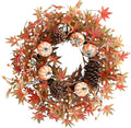 Fall Wreath for Front Door Fall Pumpkins Pinecone Wreaths 24 Inch Berry Artificial Maples Leaves Wreath for Halloween Thanksgivings Christmas Decoration Indoor Outdoor Window Hanging Decor