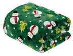 Valerian Luxury Velvet Touch Ultra Plush Christmas Blanket Soft, Warm, Cozy Holiday Printed Fleece Throw/Blanket - 50" x 60inch, Green Snowman